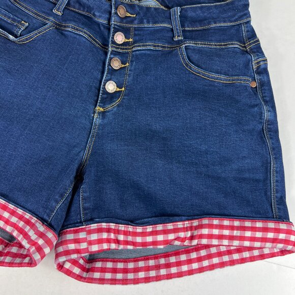 Judy Blue Jean Shorts Women's Plus 32* High Rise Blue Cuffed Denim Jorts Tag 1XL - Picture 3 of 16